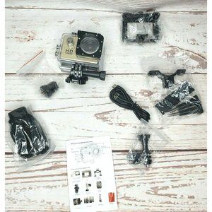 Gold Sports Action Camera 1080p HD Waterproof with LCD POV Adventure Cam